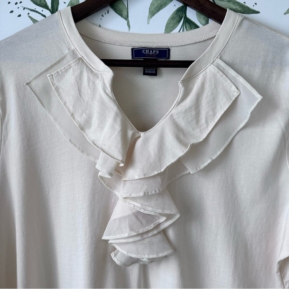 Chaps Denim Cream Ruffle Top. XL. NWOT. - Picture 3 of 8